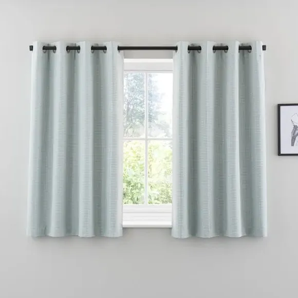 Textured Blackout Eyelet Curtains - Duck Egg