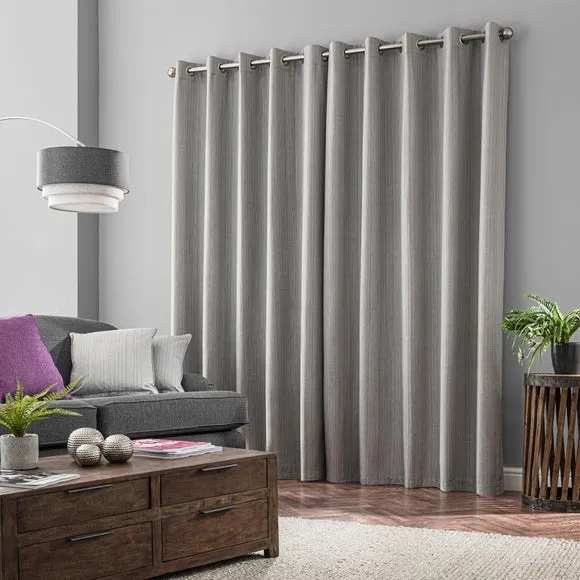 Textured Blackout Eyelet Curtains - Grey