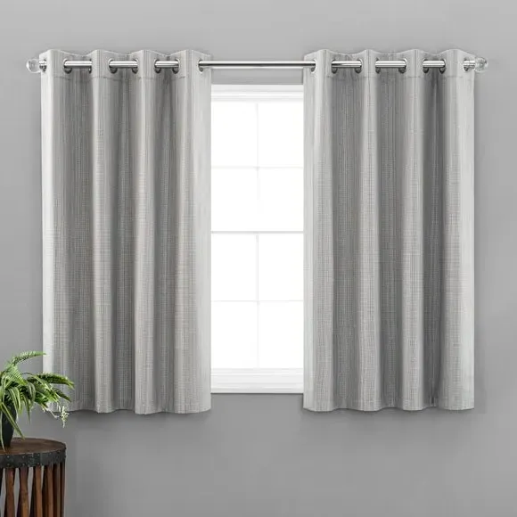Textured Blackout Eyelet Curtains - Grey