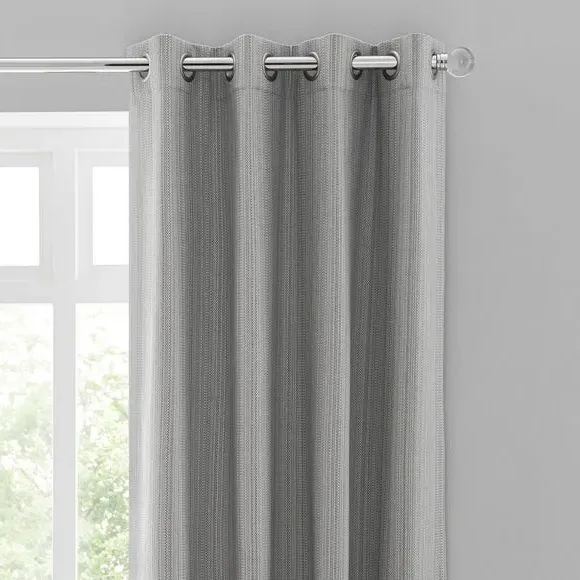 Textured Blackout Eyelet Curtains - Grey image