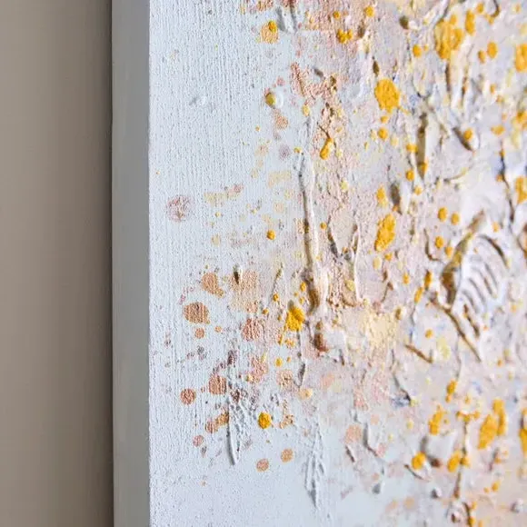 Textured Canvas Wall Art - Yellow, Hand Finished