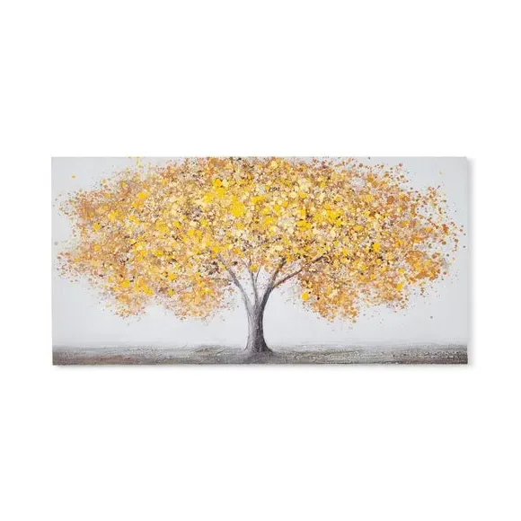 Textured Canvas Wall Art - Yellow, Hand Finished