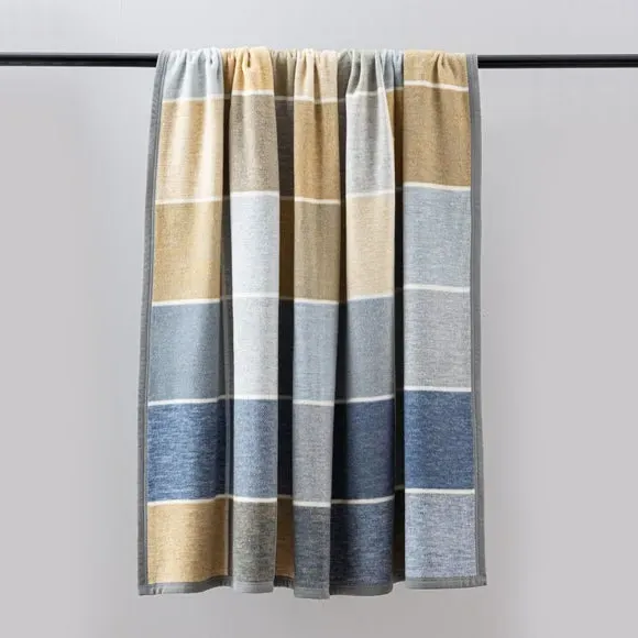 Textured Check Throw Blanket - Ochre, Cotton