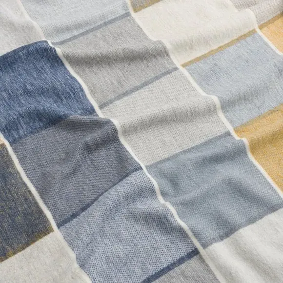 Textured Check Throw Blanket - Ochre, Cotton