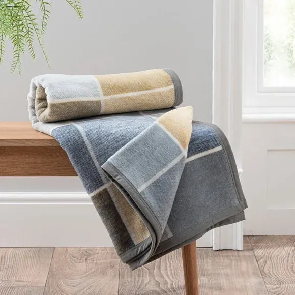 Textured Check Throw Blanket - Ochre, Cotton image