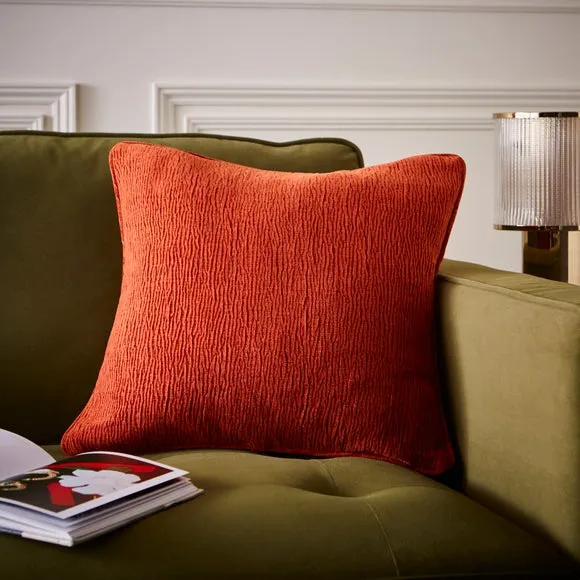 Textured Cushion Cover - Orange Umber, Chenille