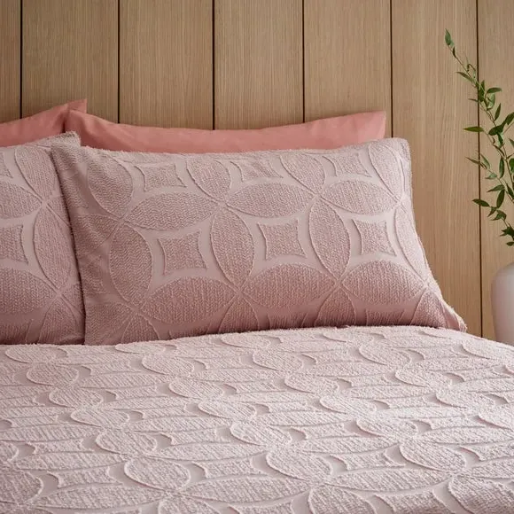 Textured Duvet Cover Set - Blush, Microfibre