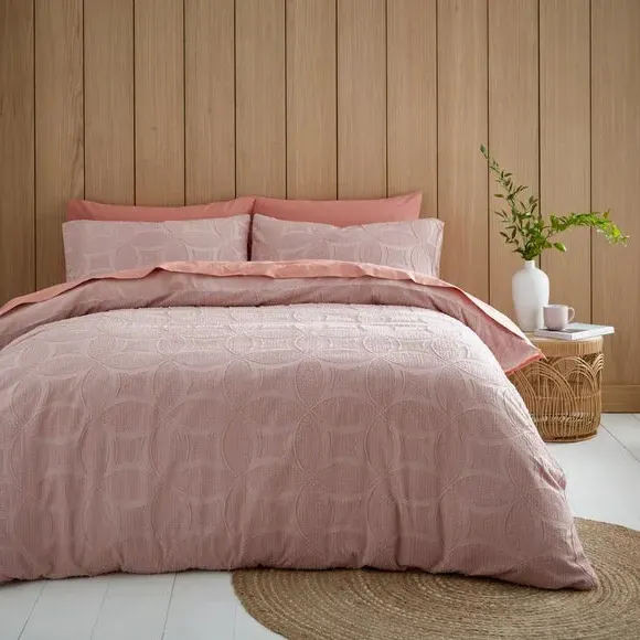 Textured Duvet Cover Set - Blush, Microfibre