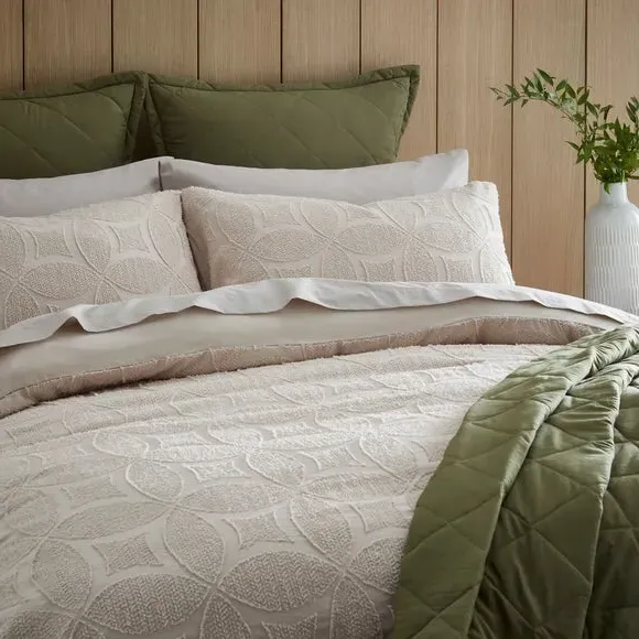 Textured Duvet Cover Set - Natural, Microfibre
