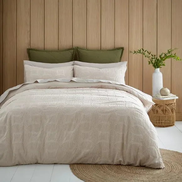 Textured Duvet Cover Set - Natural, Microfibre