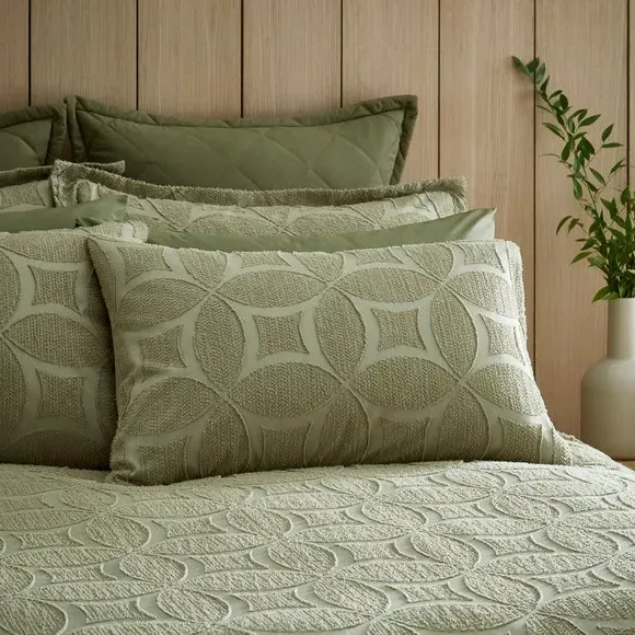 Textured Duvet Cover Set - Olive, Microfibre