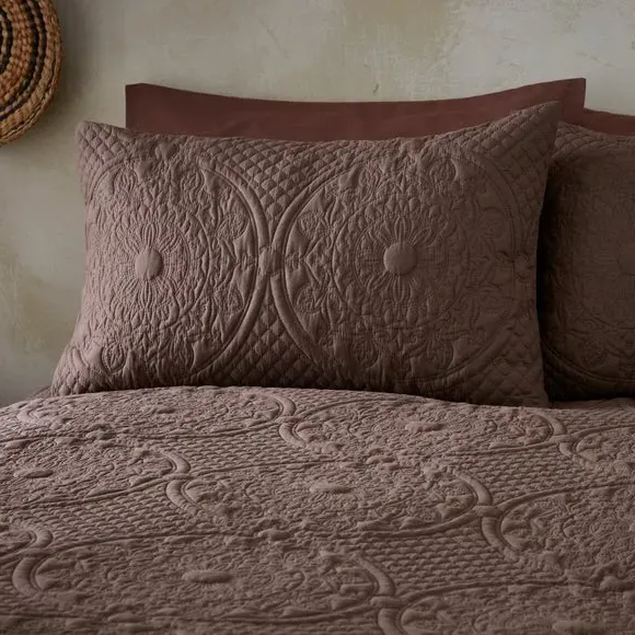 Textured Duvet Cover Set with Pillowcase - Chocolate