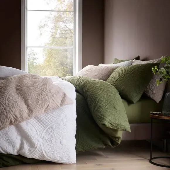 Textured Duvet Cover Set with Pillowcase - Mushroom