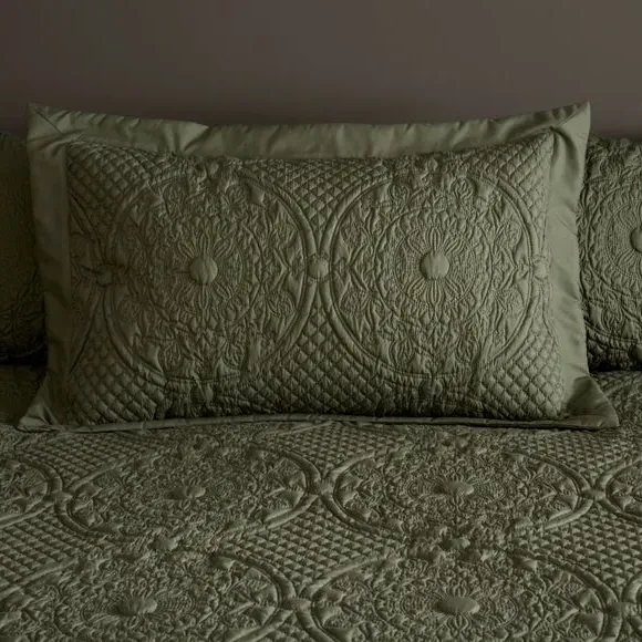 Textured Duvet Cover Set with Pillowcase - Olive