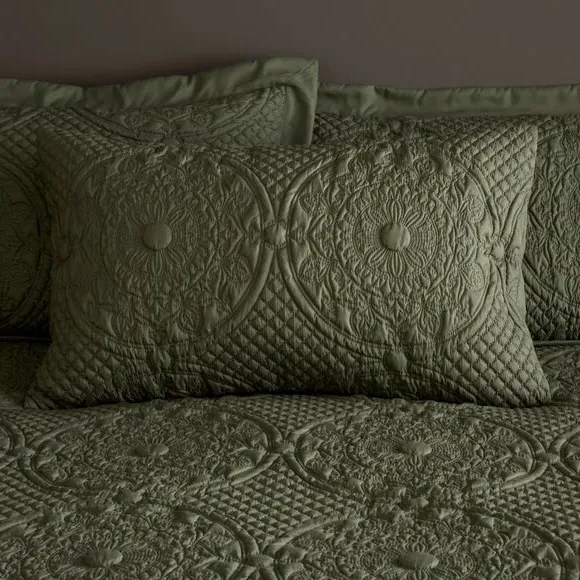 Textured Duvet Cover Set with Pillowcase - Olive