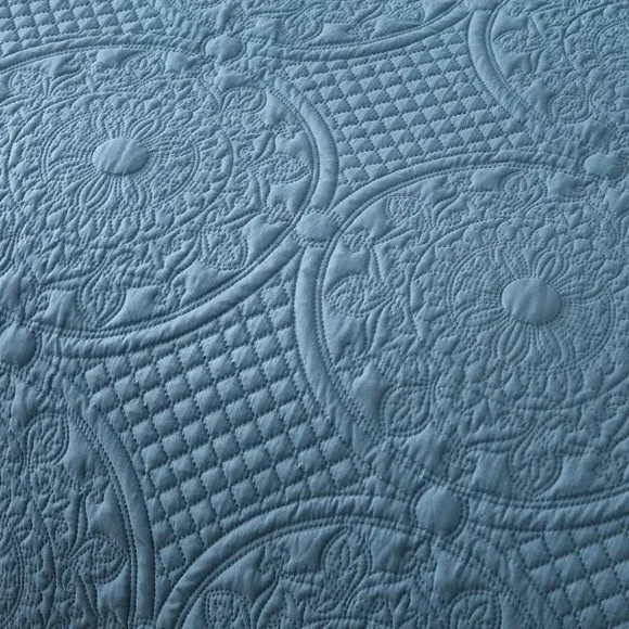 Textured Duvet Cover Set with Pillowcase - Pacific Blue