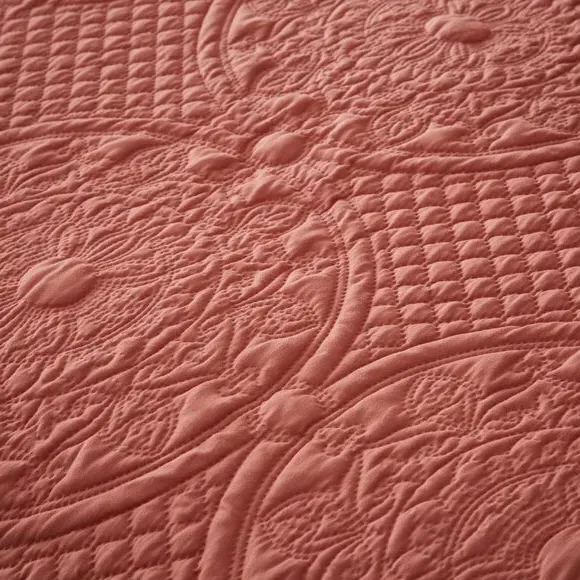 Textured Duvet Cover Set with Pillowcase - Pink Clay