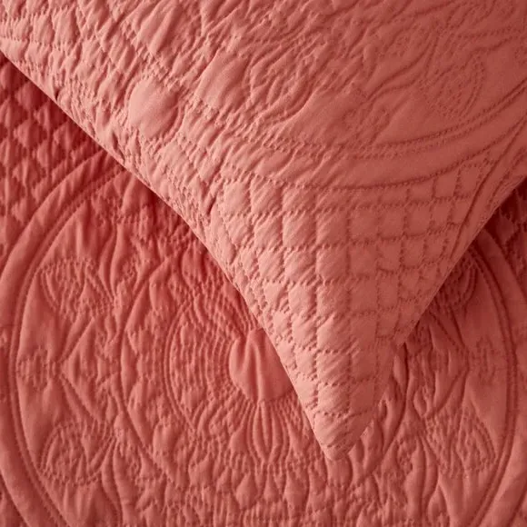 Textured Duvet Cover Set with Pillowcase - Pink Clay