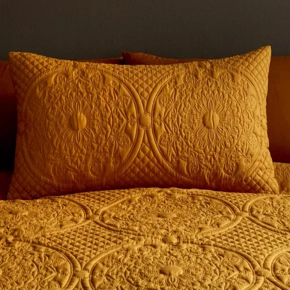 Textured Duvet Cover Set with Pillowcase - Yellow