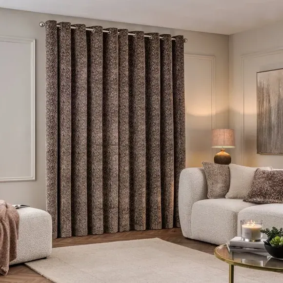 Textured Eyelet Curtains - Fawn, Velvet