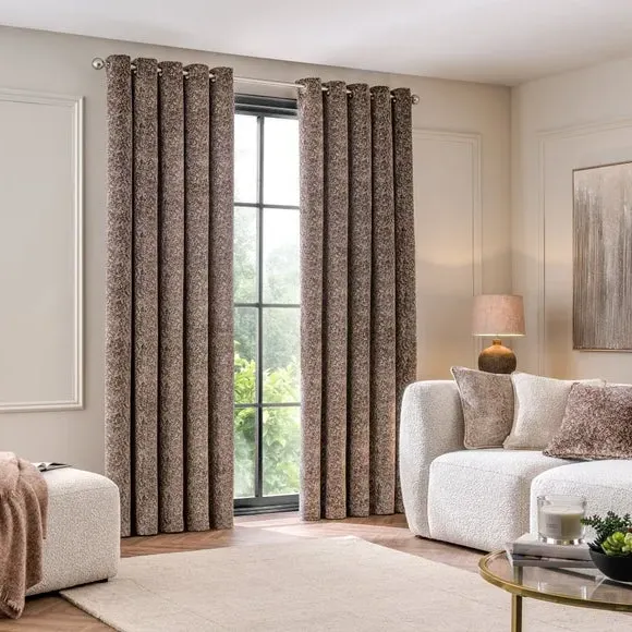Textured Eyelet Curtains - Fawn, Velvet