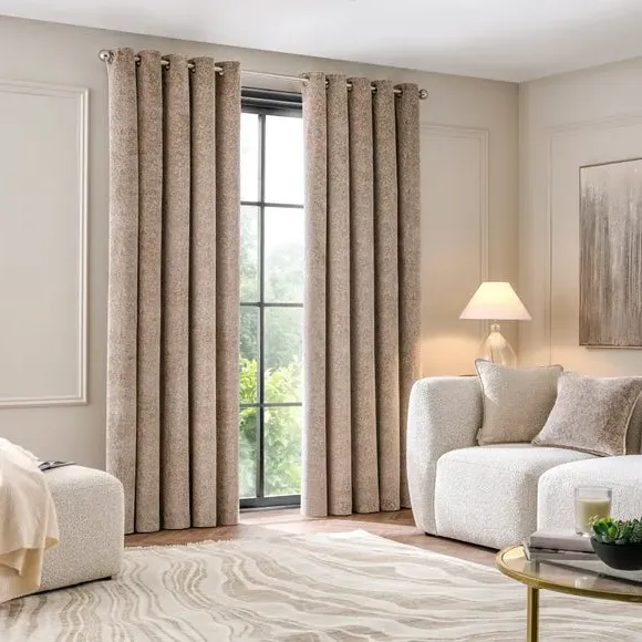 Textured Eyelet Curtains - Natural, Velvet