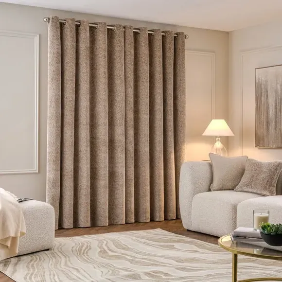 Textured Eyelet Curtains - Natural, Velvet