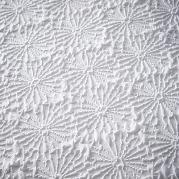 Textured Floral Duvet Cover Set - White, Microfibre