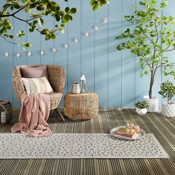 Textured Indoor Outdoor Rug - Natural, Polypropylene