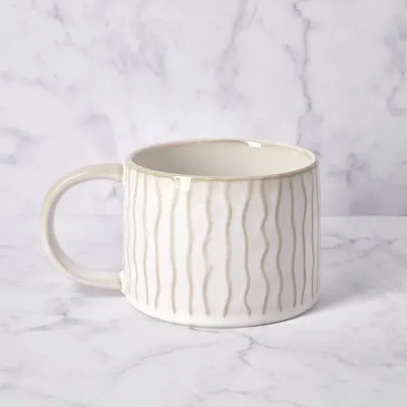 Textured Mug with Handle - Cream, Stoneware image