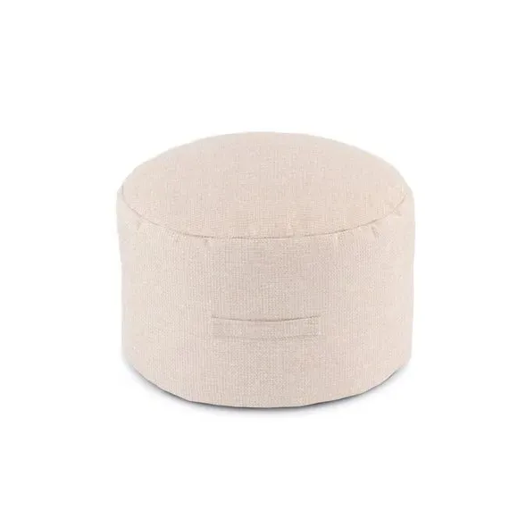 Textured Pouffe with Handle - Natural, Fabric