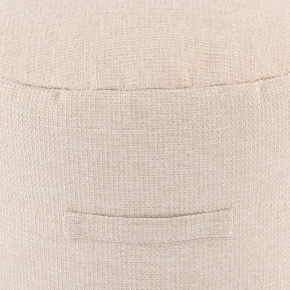Textured Pouffe with Handle - Natural, Fabric