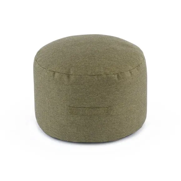 Textured Pouffe with Handle - Olive, Fabric