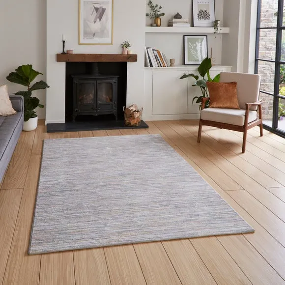 Textured Ribbed Rug - Pink, Metallic Effect image