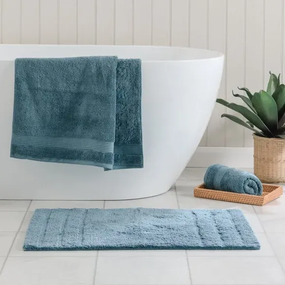 Textured Stripe Bath Mat - Airforce, Cotton image