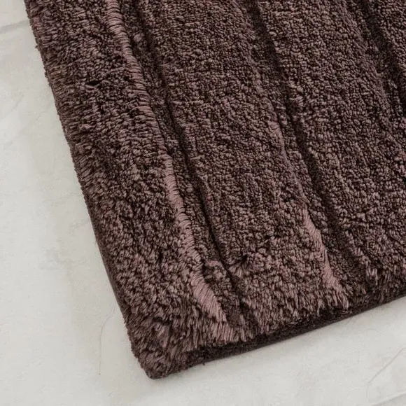 Textured Stripe Bath Mat - Dark Raisin, Cotton