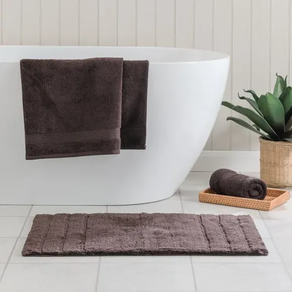 Textured Stripe Bath Mat - Dark Raisin, Cotton