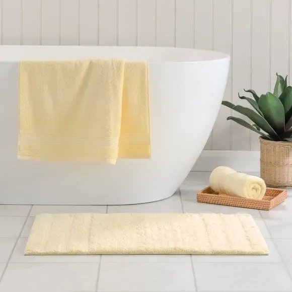 Textured Stripe Bath Mat - Lemon, Cotton