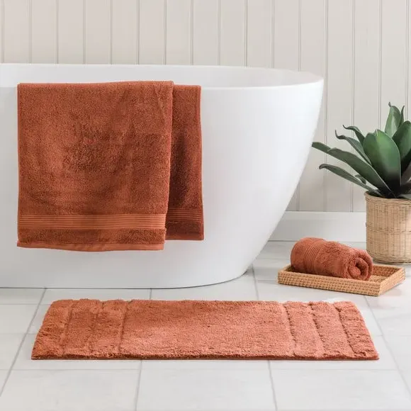 Textured Stripe Bath Mat - Pecan, Cotton