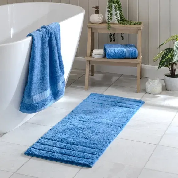 Textured Stripe Bath Runner - Cornflower, Cotton