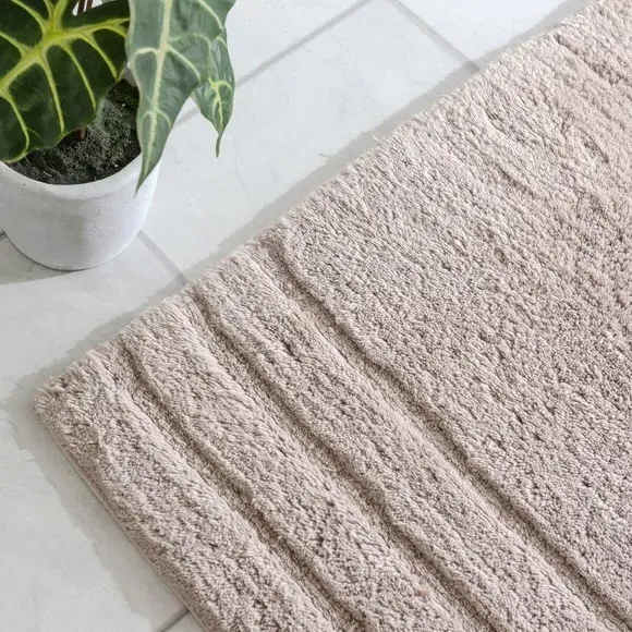 Textured Stripe Bath Runner - Mushroom, Cotton