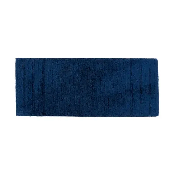 Textured Stripe Bath Runner - Navy, Cotton