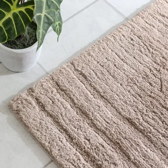 Textured Stripe Bath Runner - Pebble, Cotton