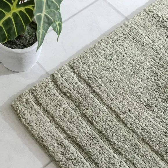 Textured Stripe Bath Runner - Sage, Cotton