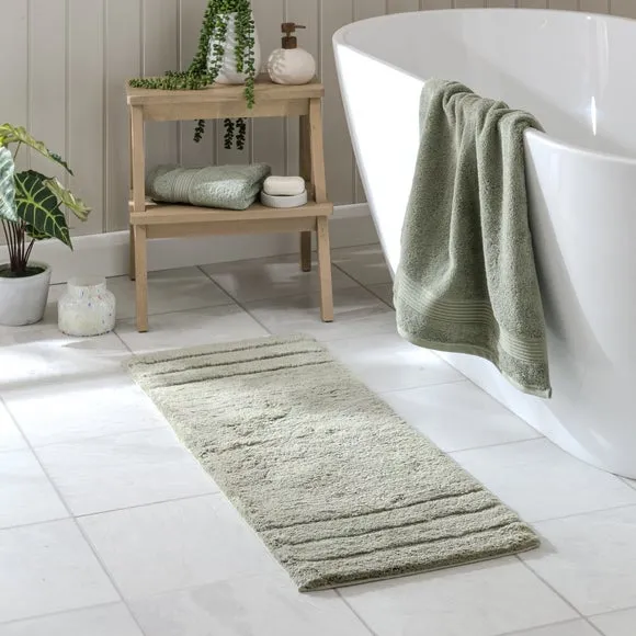 Textured Stripe Bath Runner - Sage, Cotton