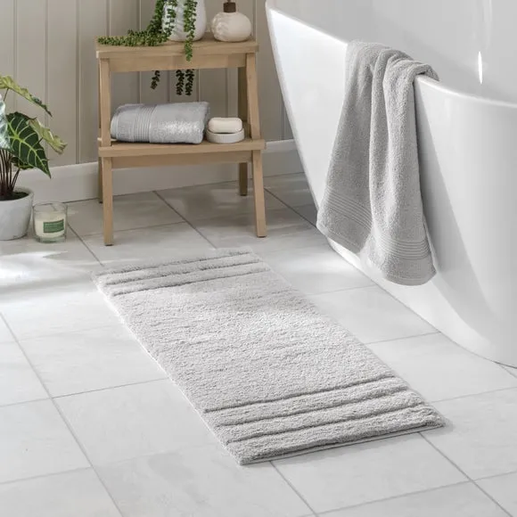 Textured Stripe Bath Runner - Silver, Cotton