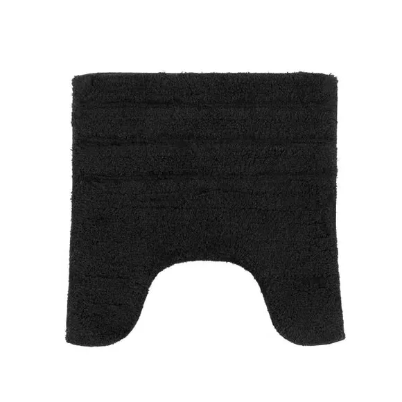Textured Stripe Pedestal Mat - Black, Cotton