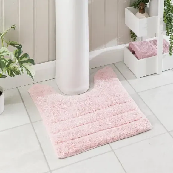 Textured Stripe Pedestal Mat - Blush, Cotton