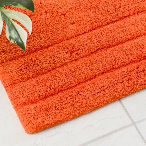 Textured Stripe Pedestal Mat - Burnt Orange, Cotton