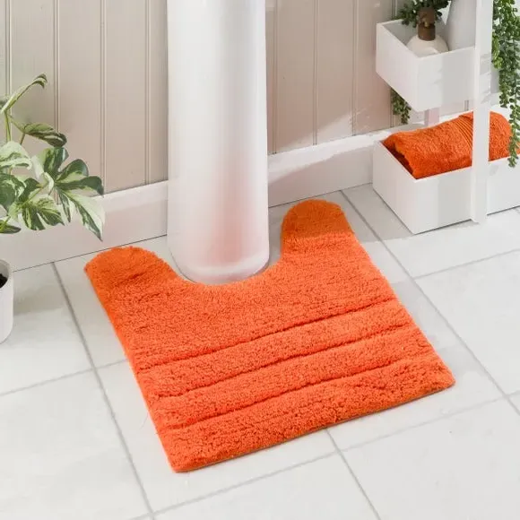 Textured Stripe Pedestal Mat - Burnt Orange, Cotton